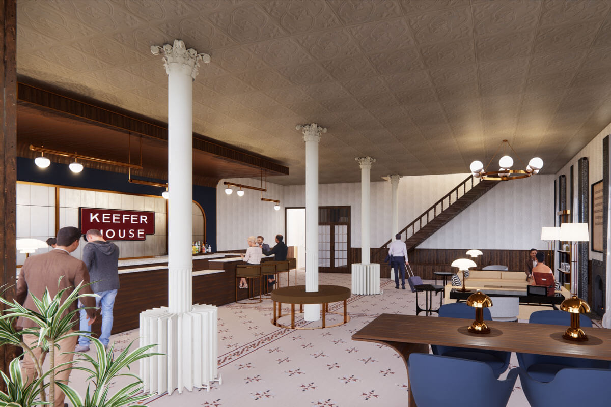 Historic preservation and renovation of the Keefer House Hotel lobby